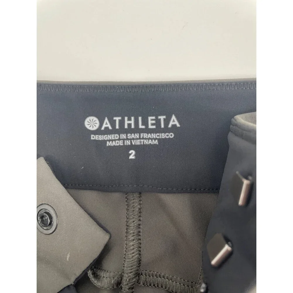 Athleta Stellar Trouser Pants Nylon Spandex Gray Pockets Womens Size 2 Ankle Zip - Picture 3 of 10